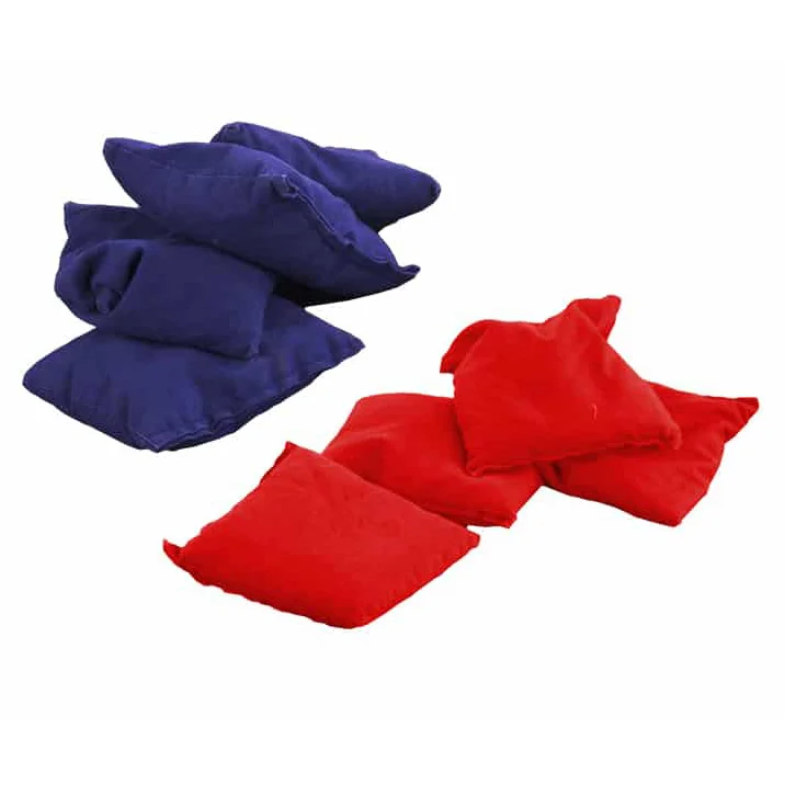 Cornhole Bean Bags - Set of 8 Cornhole Bags in Blue and Red.