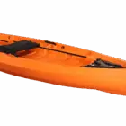 Orange kayak on a black background.