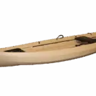 Beige kayak on a black background.