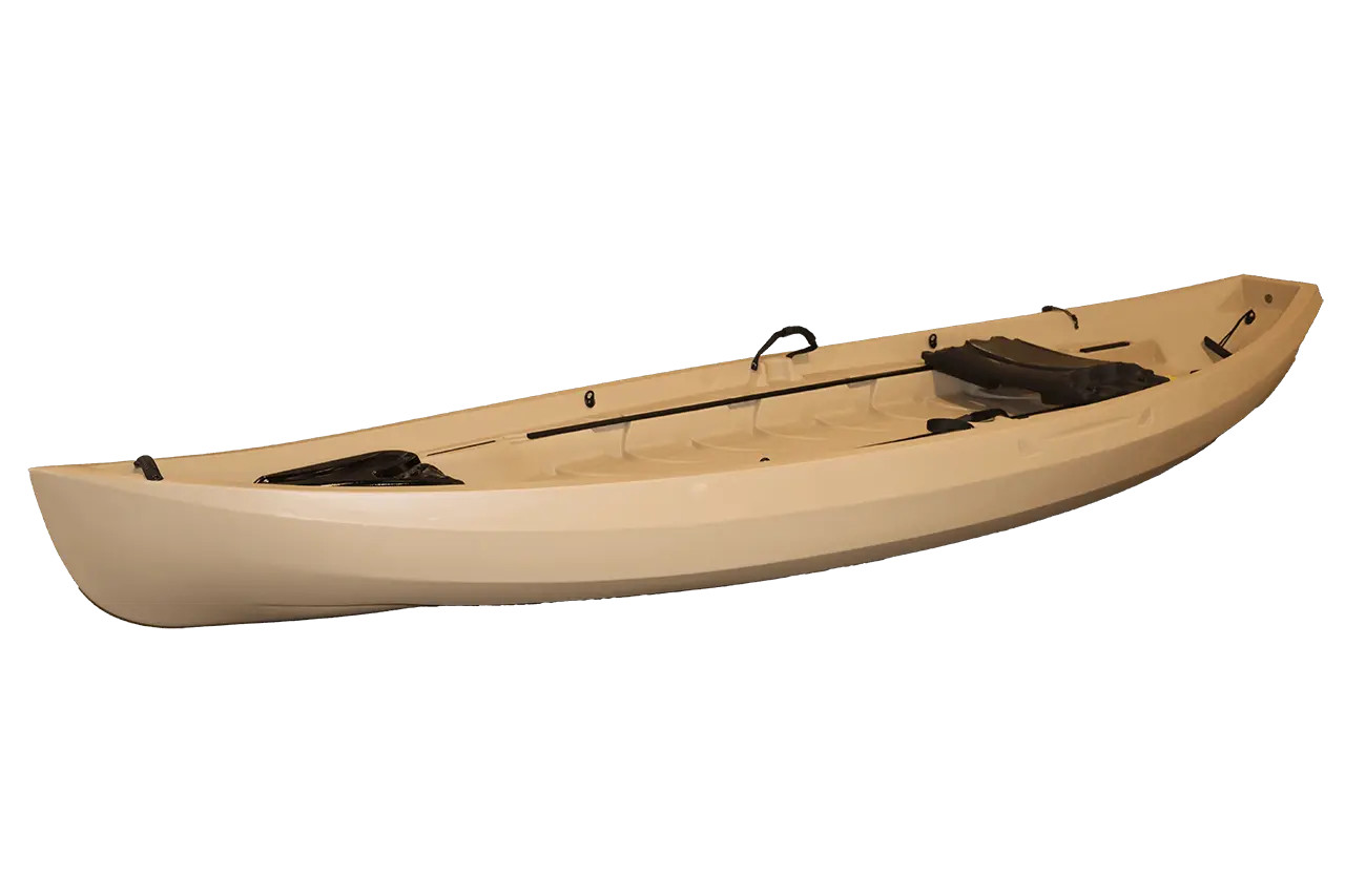 Kodiak-12-Sand Beige kayak on a black background.