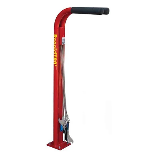 MBRSCM-1 Red metal tool holder with black handle and blue keys hanging from it.