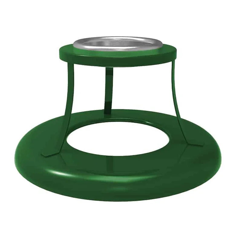 Green pet feeding station with elevated bowl and base.
