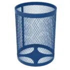 Blue mesh pencil holder.