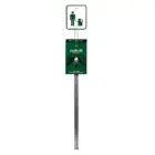 Pet waste pickup pole and sign.