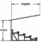 Staircase diagram showing height and depth measurements.