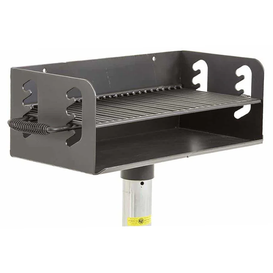SB400-53 Outdoor grill stand with adjustable shelf and hooks.