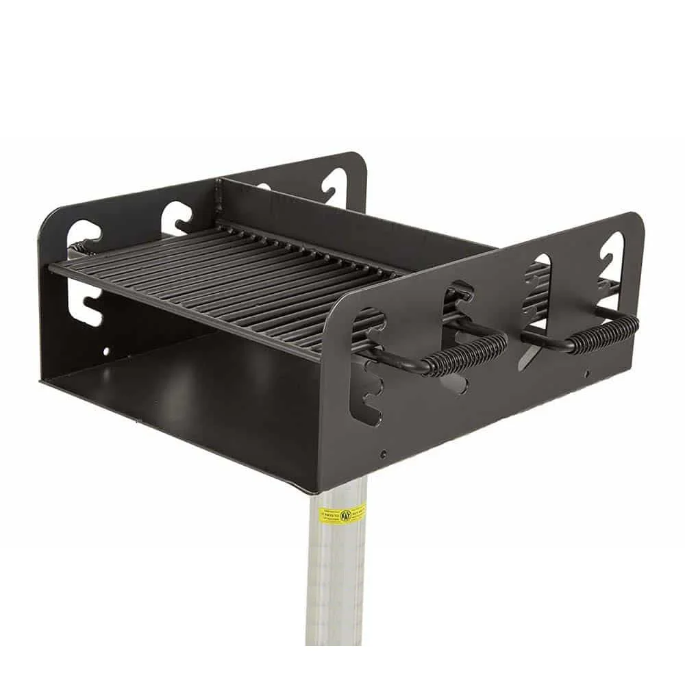 SBD60035-CUT-53 Black metal grill rack attached to a white pole.