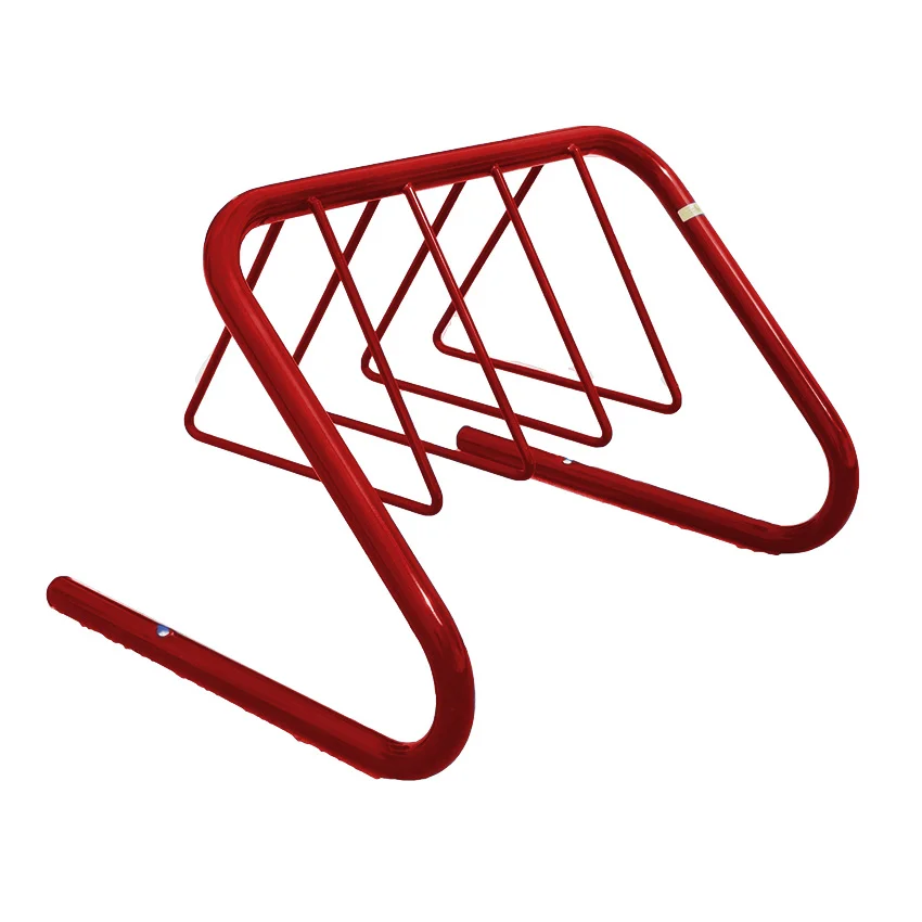 TRBR7C-RED Red bicycle rack on a white background.