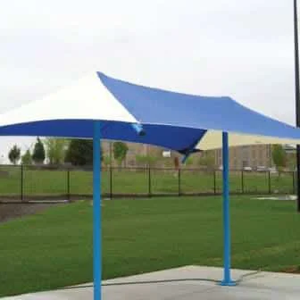 WT1422SS Blue and white canopy on a grassy area.