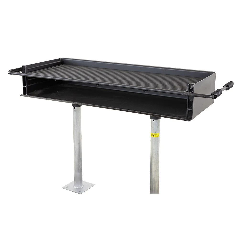 XB1604Rweb Black metal table with adjustable legs and a handle.