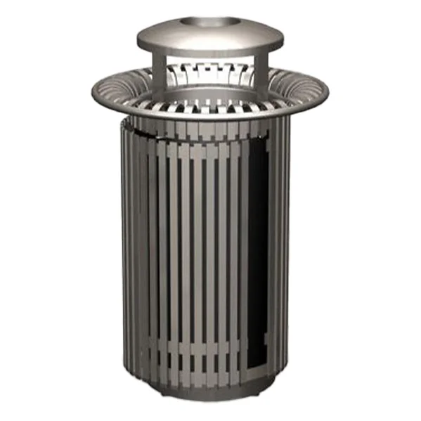 a0001198 Metal trash can on white background.