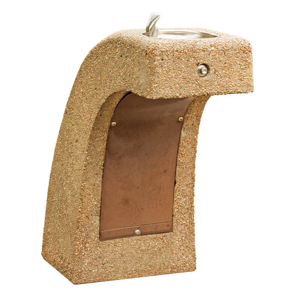 Mailbox with textured surface and metal handle.