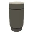 Brown cylindrical object with a lid.