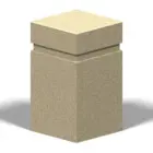 Beige stone pillar with shadow on white background.