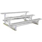 White metal bleachers on a white background.