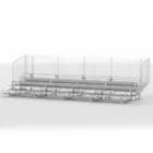 Metal bleachers with a fence.