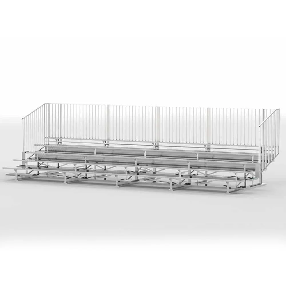 bla5a27v4f4 Metal bleachers with a fence.