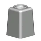 Metallic gray cone-shaped object.