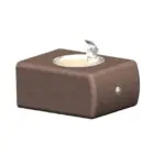 Outdoor water fountain in brown stone.