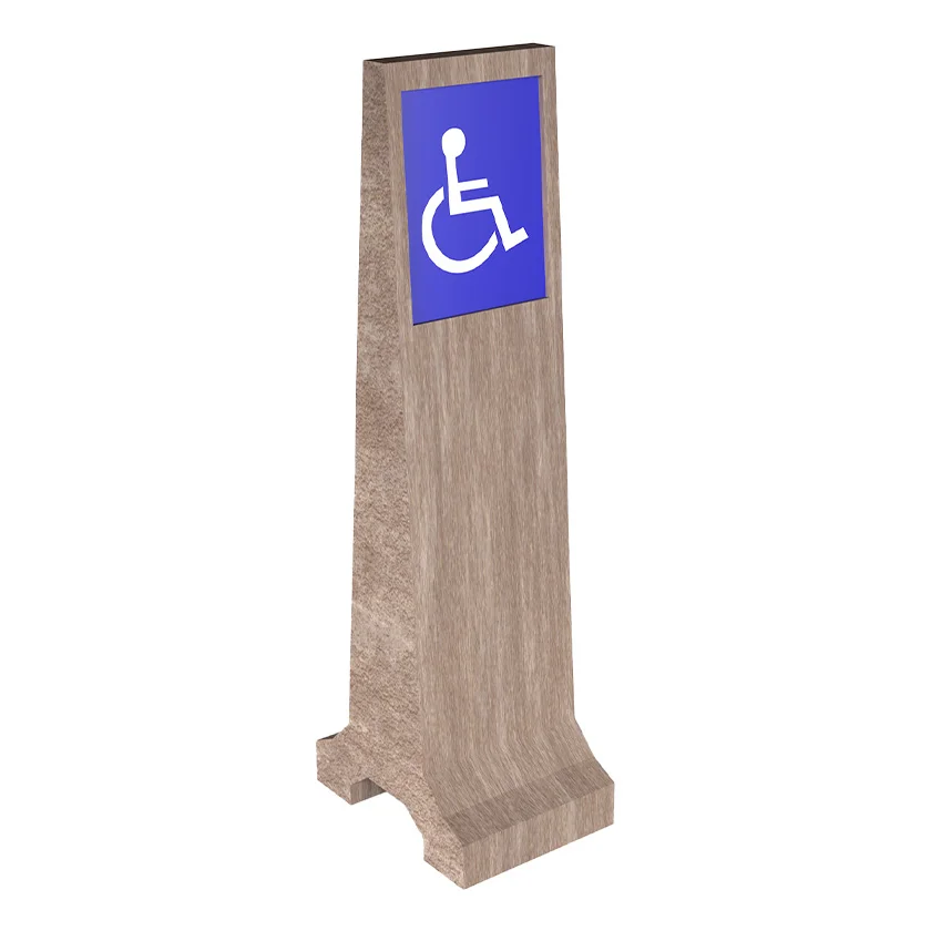 hcb1 Handicap accessible sign on wooden post.