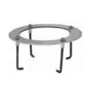 Metal ring stand with four legs.