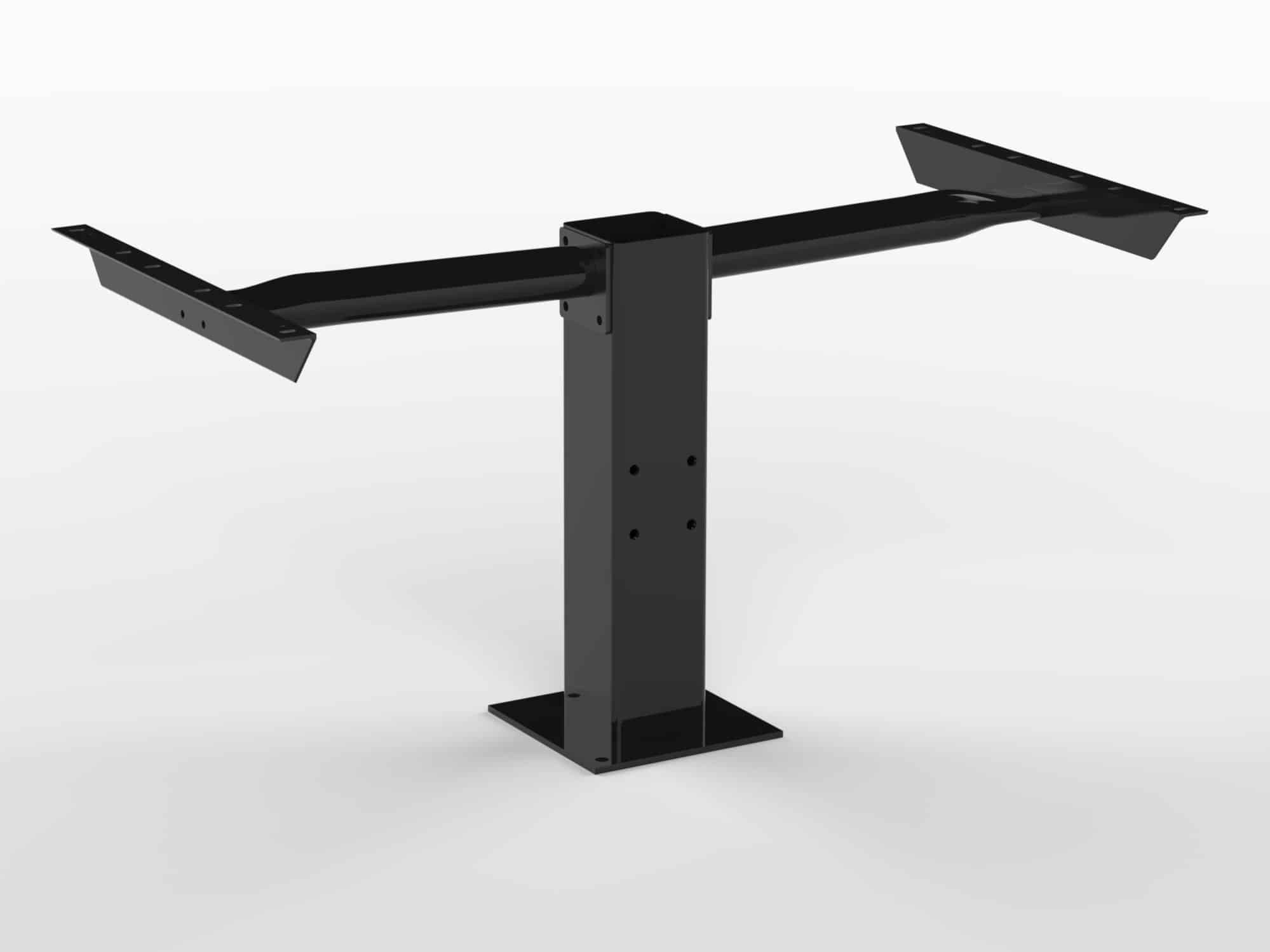 Black metal stand with adjustable arm.
