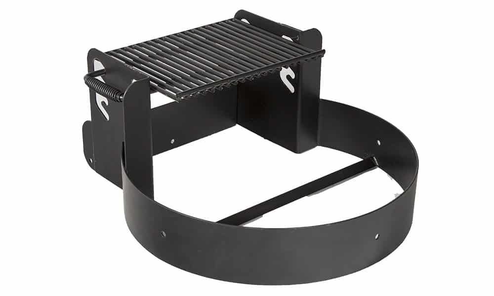 Black metal grill accessory.