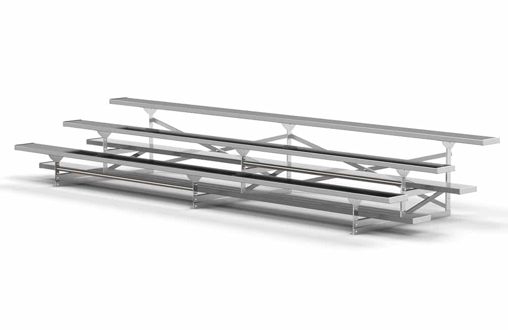 BLA3A15-WEB Stainless steel bleachers on a white background.