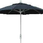 Black patio umbrella against a black background.
