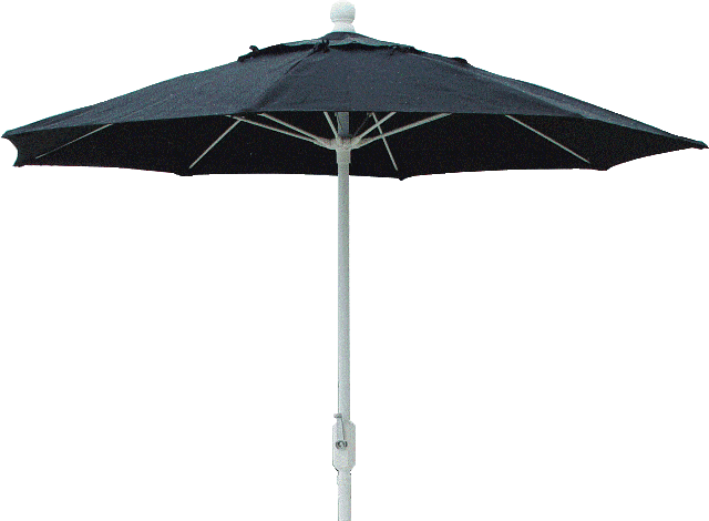 Black patio umbrella against a black background.
