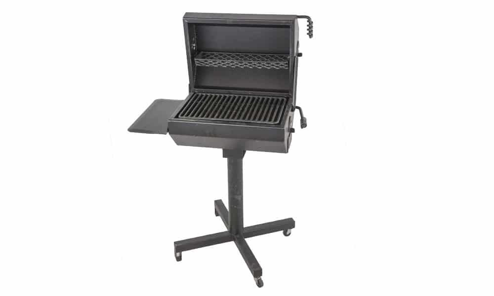 Outdoor grill on wheels.