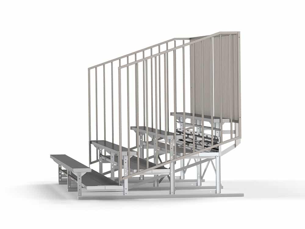 Staircase structure with metal railings and steps.
