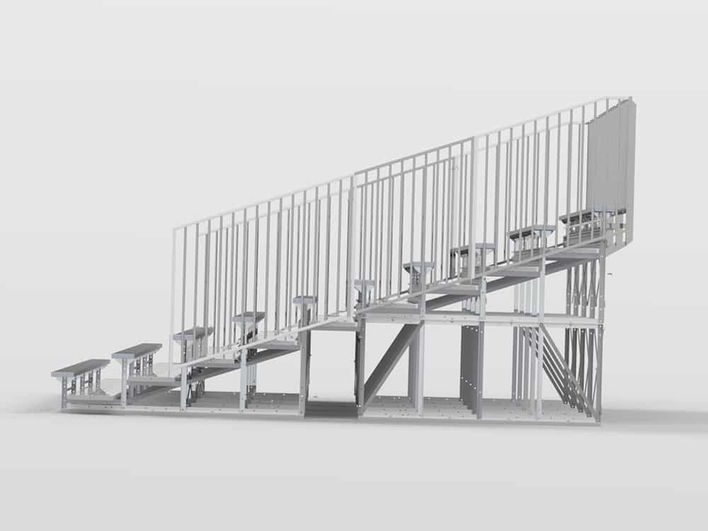 Staircase and railing design in a minimalist style.