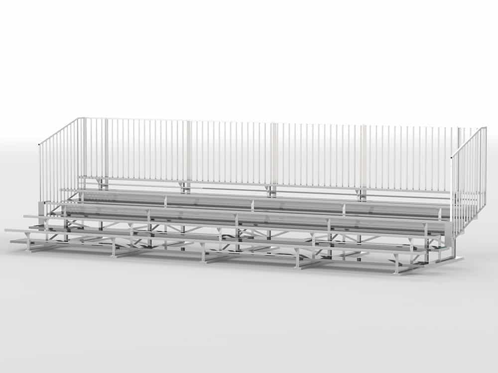 Metal bleachers on a white background.