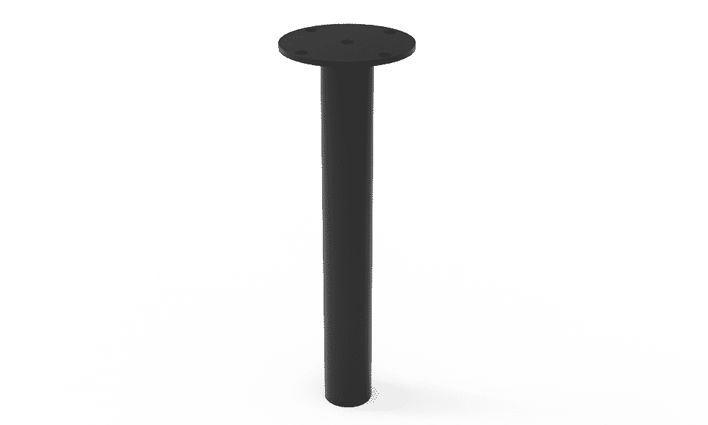 Black cylindrical object against a green and white background.