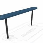 Blue bench on a white background.