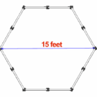 A red object is placed on a blue platform within a geometric structure.