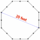 A diagram showing a structure with a red object labeled 20 feet L inside it.