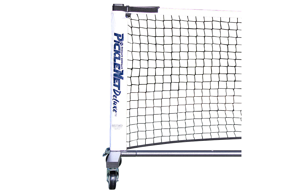 Pickleball net on wheels.