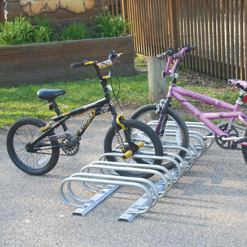 4052-2011 Bicycles parked in a bike rack.